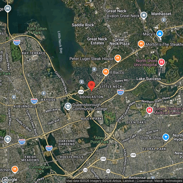 Aerial map of Douglaston, NY