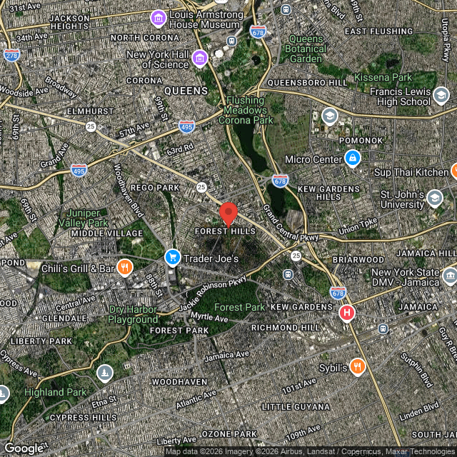We buy houses in Forest Hills, NY Aerial map of Forest Hills, NY