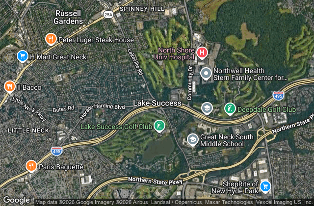 Aerial map view of Lake Success NY where EZ Home Buyers pays cash for houses