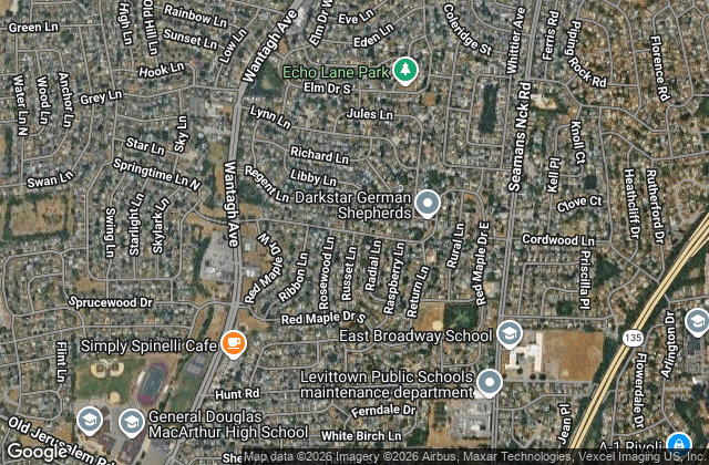 Aerial view of Levittown NY neighborhoods where EZ Home Buyers pays cash for houses