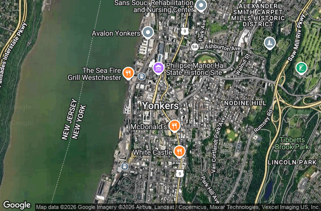 Aerial view of Yonkers NY neighborhoods where EZ Home Buyers pays cash for houses