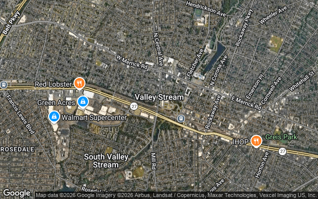 Aerial map of Valley Stream, NY