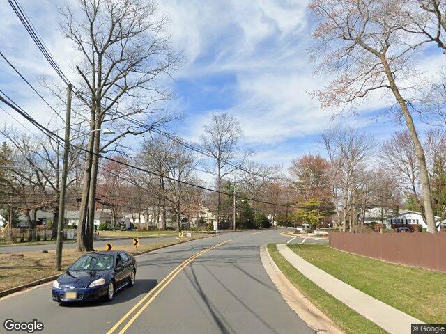 Tree lined Grove Avenue in Edison, NJ in early spring