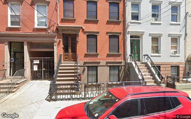Brownstone and brick rowhouses on Park Avenue in Hoboken, NJ