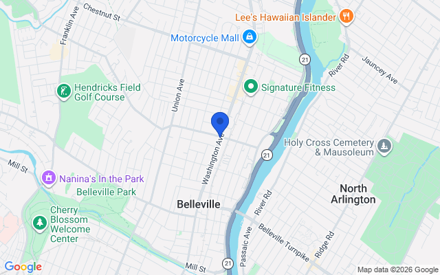 Aerial map of Belleville, NJ