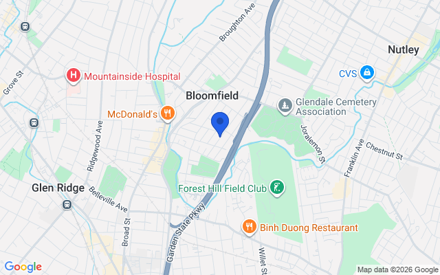Aerial map of Bloomfield, NJ