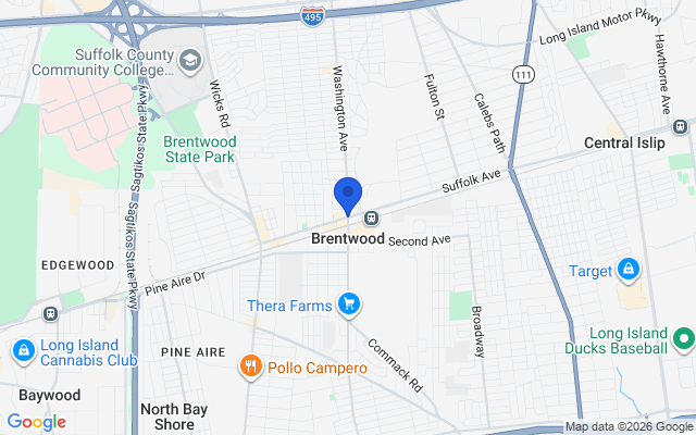 Aerial map of Brentwood, Long Island, NY