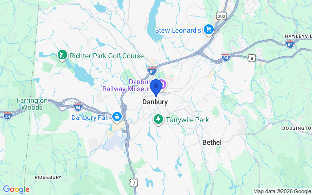 Aerial map of Danbury, CT