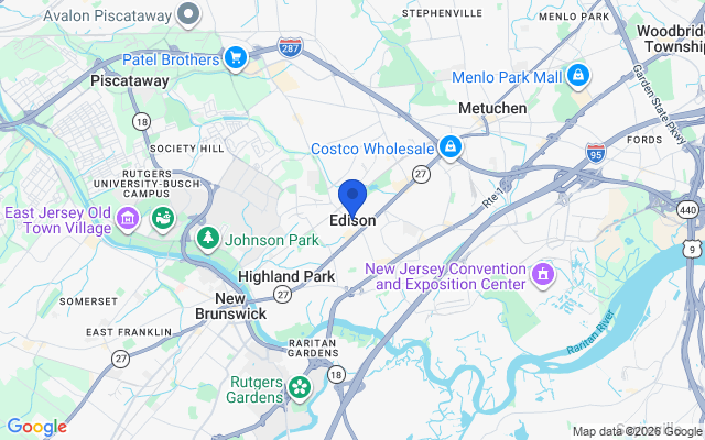 Aerial map of Edison, NJ