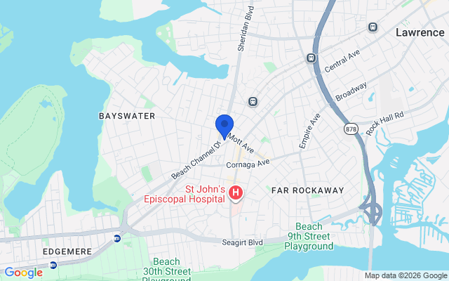 Aerial map of Far Rockaway, Queens, NY