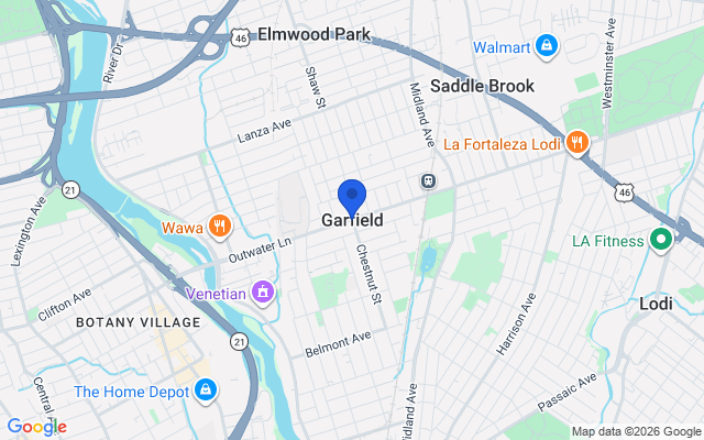 Aerial map of Garfield, NJ