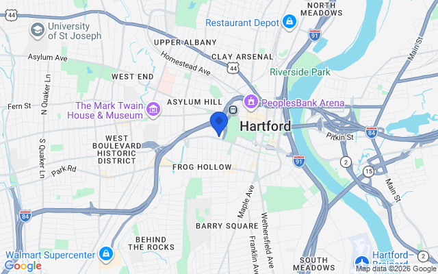 Aerial map of Hartford, CT