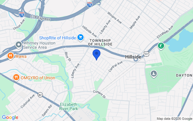 Aerial map of Hillside, NJ