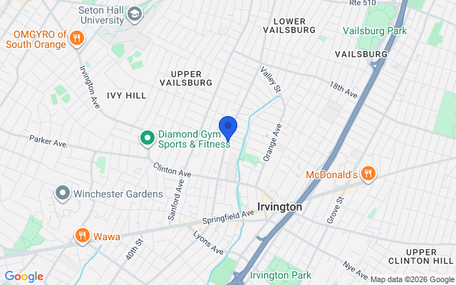 Aerial map of Irvington, NJ