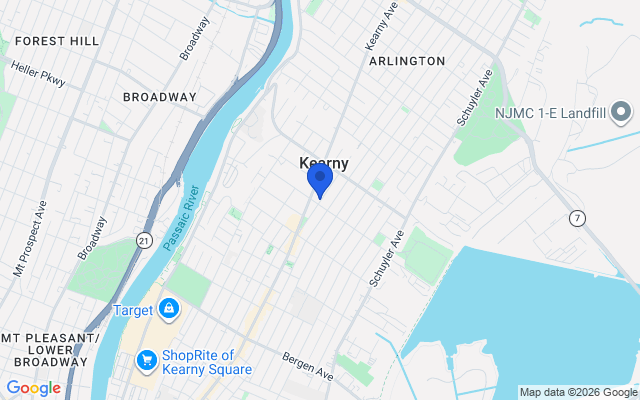 Aerial map of Kearny, NJ