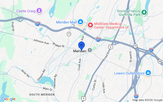 Aerial map of Meriden, CT