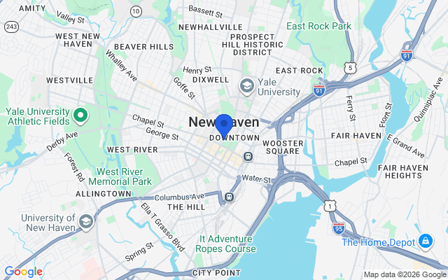 Aerial map of New Haven, CT