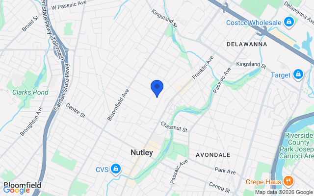 Aerial map of Nutley, NJ