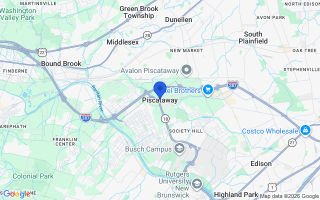 Aerial map of Piscataway, NJ