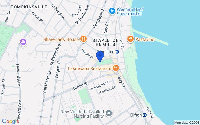 Aerial map of Stapleton, Staten Island, NY