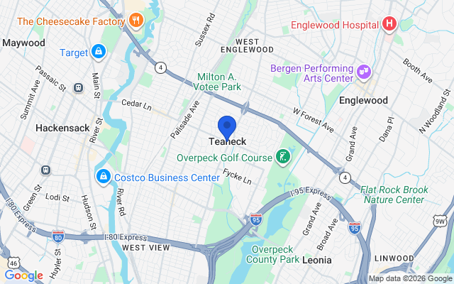 Aerial map of Teaneck, NJ