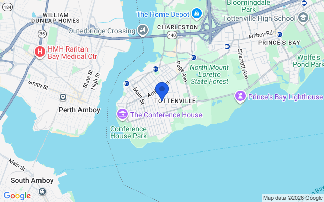 Aerial map of Tottenville, Staten Island, NY